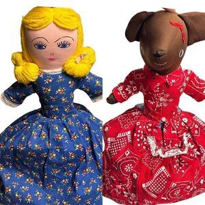 Vintage 2 Sided Topsy Turvy Doll Goldie Locks & Bear Stuffed Handmade Plush Doll